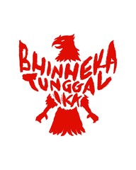 Indonesian Flag Element – Bhinneka Tunggal Ika - Red and White Vector Illustration
