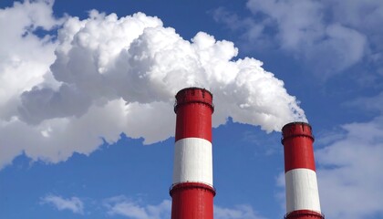 Industrial smokestacks emitting clouds of smoke