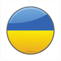 Circular emblem featuring the national flag of ukraine, with blue on top and yellow on the bottom, isolated on white background