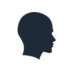 Human head outline template. Vector linear icon isolated on white background.