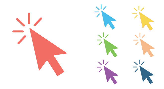 Colorful mouse click cursor vector illustration for web design and ui design