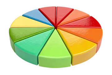 Obraz premium Colorful segmented circle representing data or pie chart isolated on transparent background