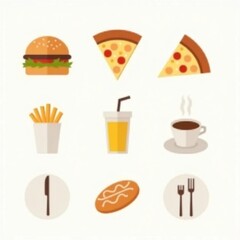 fast food icons set