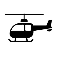Obraz premium Black Helicopter Icon in Flat Silhouette Style Isolated on White