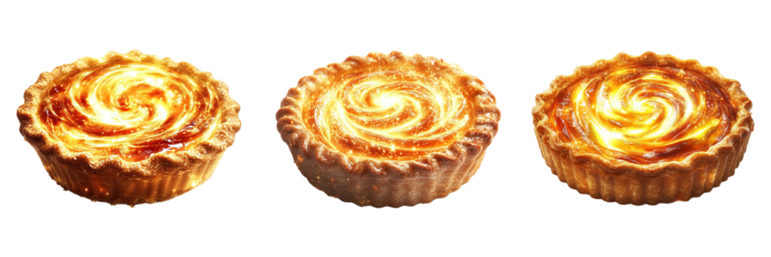 Fantasy Glowing Pies with Swirling Magical Filling and Enchanted Light Effects Isolated on Transparent Background - Powered by Adobe