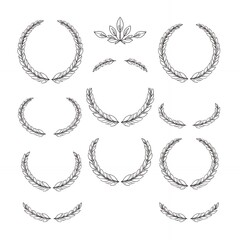 Collection of delicate floral decorative borders and wreaths in a vintage style