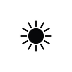 black Sun line art icon isolated on white background. Vector illustration