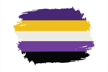 Obraz premium Artistic depiction of the nonbinary pride flag with a distressed brush stroke effect, representing gender diversity and inclusivity, isolated on white background