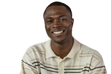 Portrait of smiling african man on a transparent background