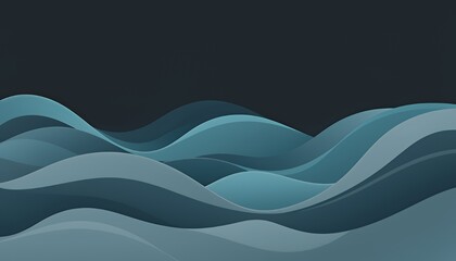 Abstract flowing waves of blue and teal on a dark background