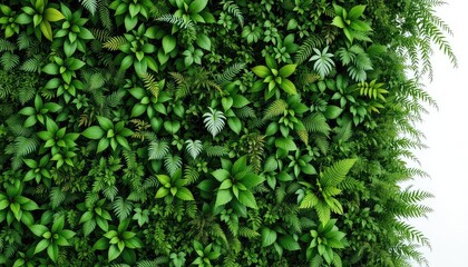 Obraz premium Lush green plants creating a beautiful wall, nature's botanical tapestry of fresh leaves with vibrant natural colors and texture
