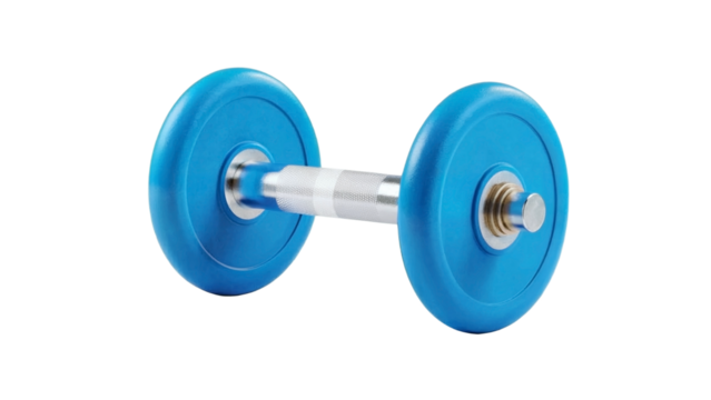 Vibrant blue dumbbell for strength training, a modern fitness essential, perfect for gym workouts and home exercises for a healthier lifestyle