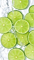 Lime slices in water splash