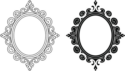 Elegant oval frames with ornate decorative flourishes