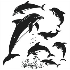  Dolphin vector. Dolphin cartoon sea animal icon. Bottlenose Dolphin. Dolphin peeking out of water. Dolphin Isolated. Dolphin jump out of the water in sea. Dolphins Jumping From The Sea. 