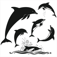  Dolphin vector. Dolphin cartoon sea animal icon. Bottlenose Dolphin. Dolphin peeking out of water. Dolphin Isolated. Dolphin jump out of the water in sea. Dolphins Jumping From The Sea. 