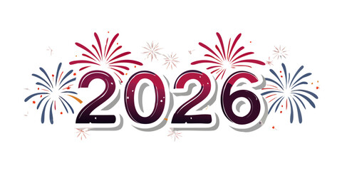 Obraz premium 2026 fireworks font text vector 