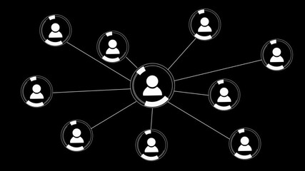 Animation of network of connections with people icons with glowing spots Social networking service. Global communication network Business people social network. networking, social connection concept. - Powered by Adobe