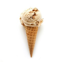 Light beige ice cream scoop on a waffle cone