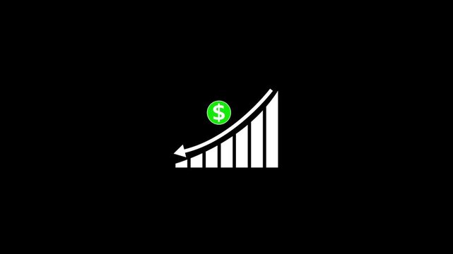 Animated down graph icon designed in flat icon style, business or finance concept icon. red color, business loss concept. Financial business Loss down graph chart. business loss concept.