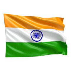 Indian flag waving in the wind, vibrant colors and national symbol.