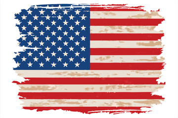 Distressed american flag with weathered texture and torn edges, isolated on white background, symbolizing freedom and the usa