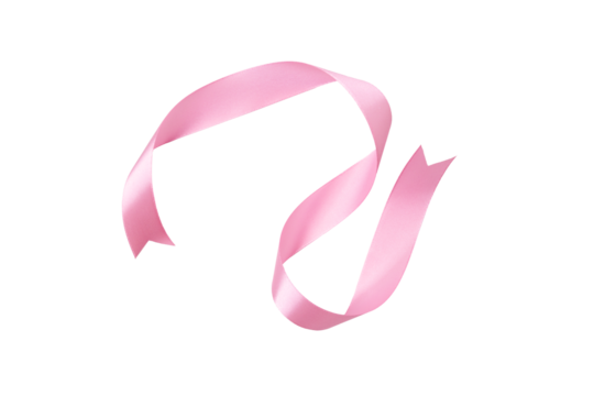 breast cancer awareness month, waving ribbon isolated with clipping path on white background. mother and world cancer day concept