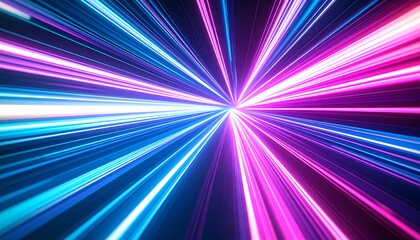 Dynamic Energy: A captivating image of vibrant light streaks converge to a central point, forming a mesmerizing display of speed and motion. Evoking energy and futuristic appeal.