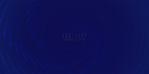Abstract dark blue modern futuristic banner background. Glowing blue oval lines pattern design. Swirl ellipse lines element. Circular motion. Modern and Creative Trend design in vector illustration