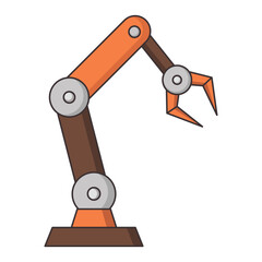 Industrial robotic arm color ico n. Robot hand. Isolated vector illustration.