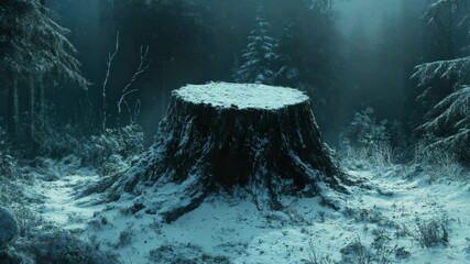 Stump material in the forest after snow - Powered by Adobe