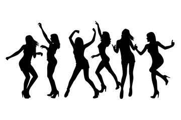 silhouettes of dancing girls