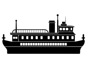 Fototapeta premium Barge black silhouette vector illlustartion,Barge ship icon