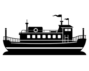 Obraz premium Barge black silhouette vector illlustartion,Barge ship icon