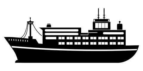 Obraz premium Barge black silhouette vector illlustartion,Barge ship icon