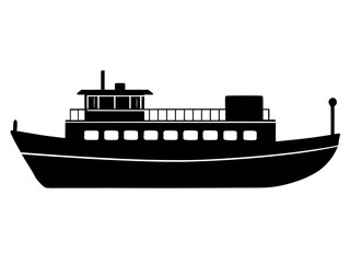 Obraz premium Barge black silhouette vector illlustartion,Barge ship icon