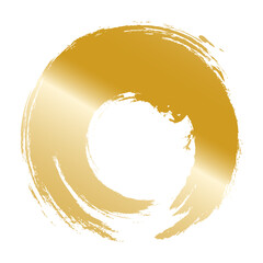 筆で描かれた金色の円のシンプルな丸イラスト