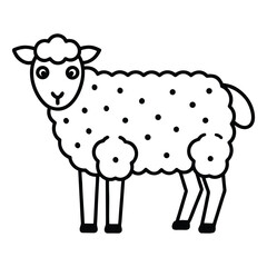 Black And White Cartoon Sheep Illustration with Woolly Texture