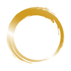 筆で描かれた金色の円のシンプルな丸イラスト