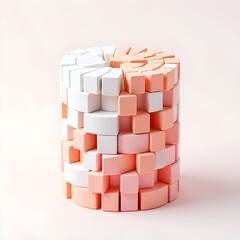 3D Cylindrical Form Composed of Interlocking Rectangular. System Upgrades and Maintenanct Concept.
Digital generated image of cylindrical form composed of interlocking rectangular blocks