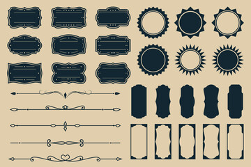 Vintage Premium Label and Decorative Badge Collection for Branding and Packaging