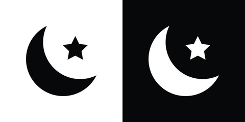 Moon and star icon - Vector. Flat design style eps 10