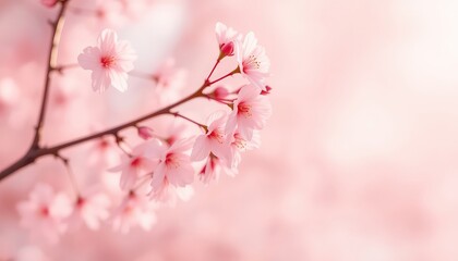 Obraz premium Soft, dreamy blossoms grace a delicate branch, bathed in a gentle pastel light, embodying beauty, renewal, and the promise of spring