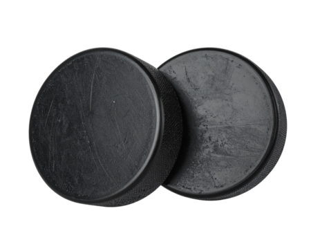 Stacked Ice Hockey Pucks with Matte Finish and Shadow Transparent Background PNG