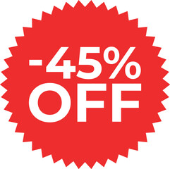 Discount Label up to 45% Off Vector Template Design Illustration