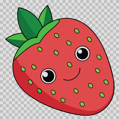 Obraz premium A collection of adorable cartoon illustrations featuring smiling strawberries