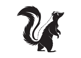 Silhouette of a Standing Meerkat in Alert Pose on White Background Vector Style.