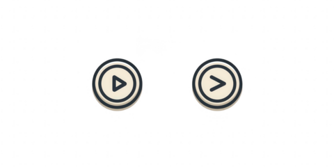 Two circular play control buttons