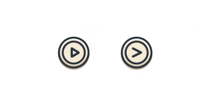 Two circular play control buttons