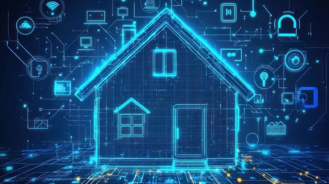 house on circuit board background